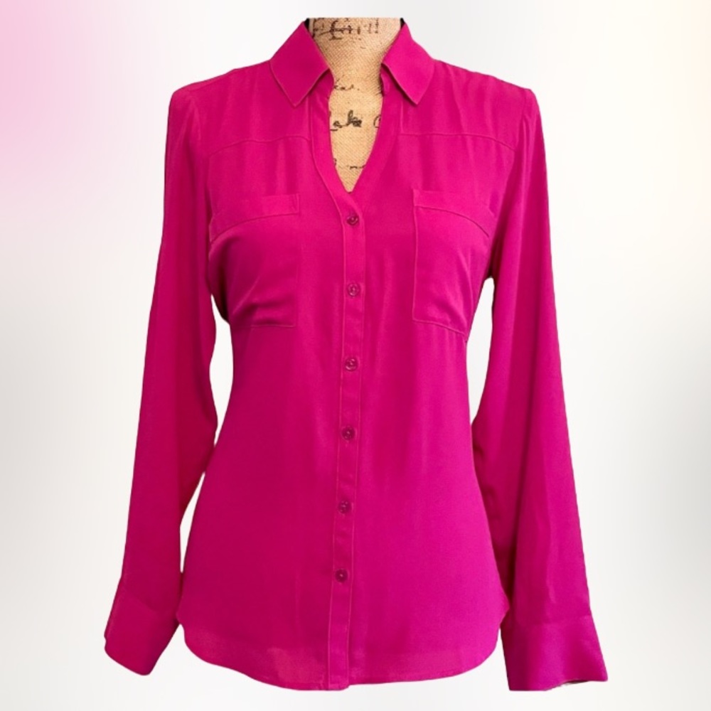 EUC🌷EXPRESS Fuchsia Portofino Long Sleeve Blouse Sz S